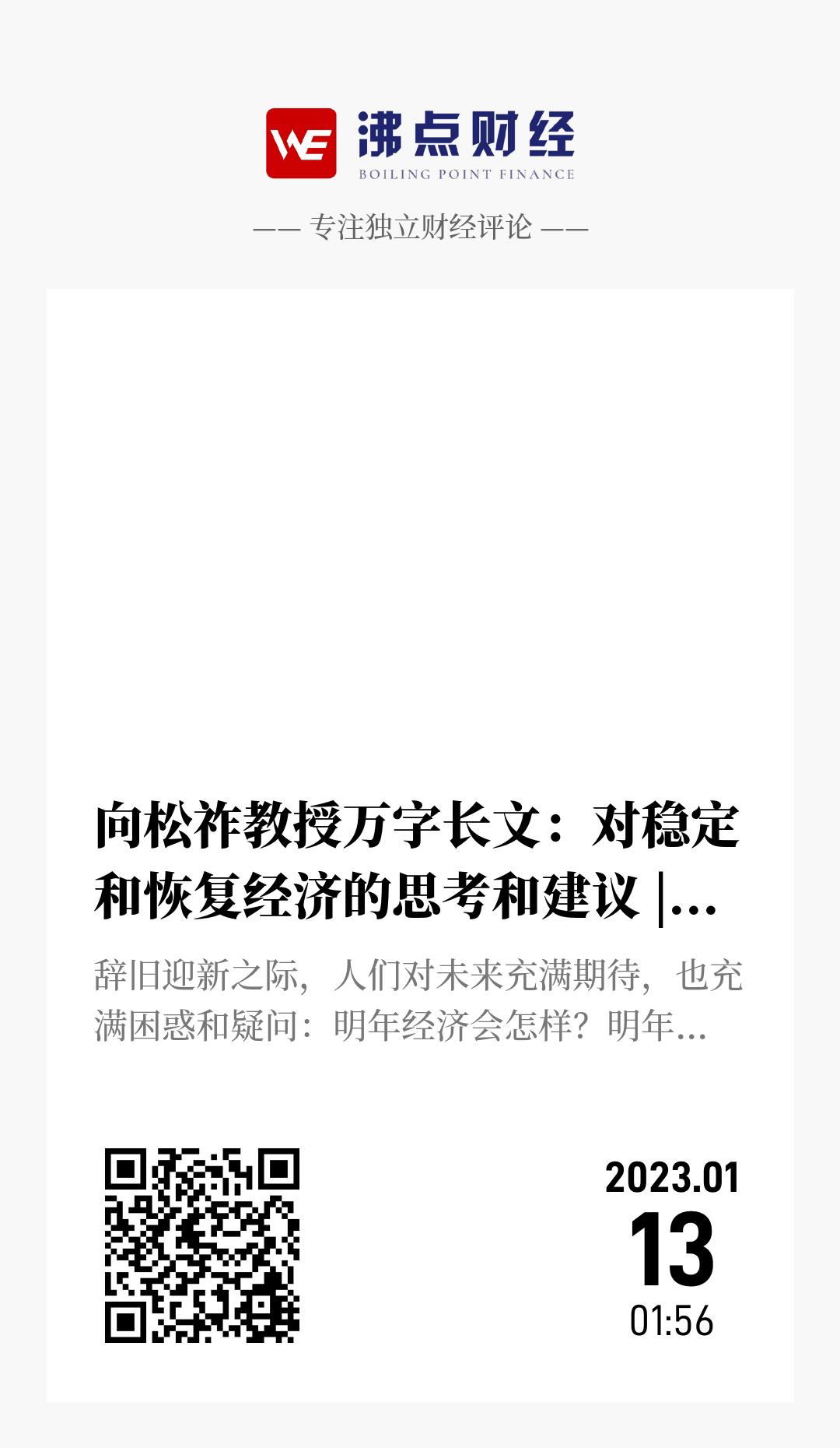 向松祚教授万字长文：对稳定和恢复经济的思考和建议 | 授权发布 - 海报